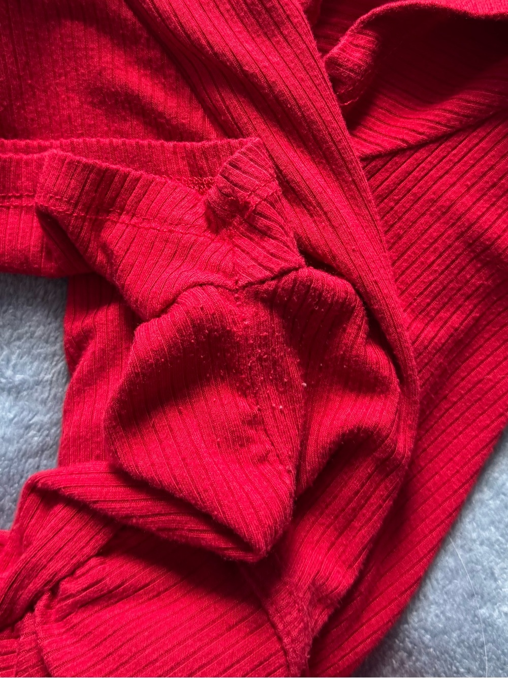 Garage Red Ribbed Ruched Cropped Top Size Medium - Picture 8 of 8